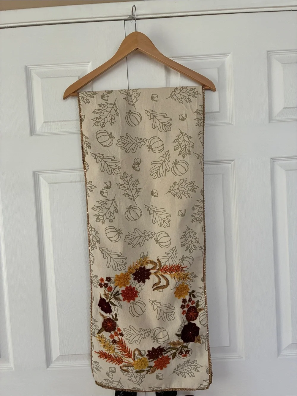 Pier 1 Imports table runner fall harvest 15 x 72” beaded embroidered autumn